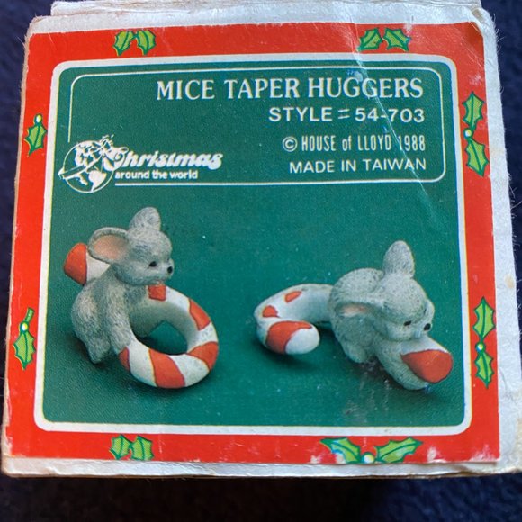 House of Lloyd Christmas Vintage 1988 Mice Taper Candle Huggers Set of 2 - Picture 8 of 8